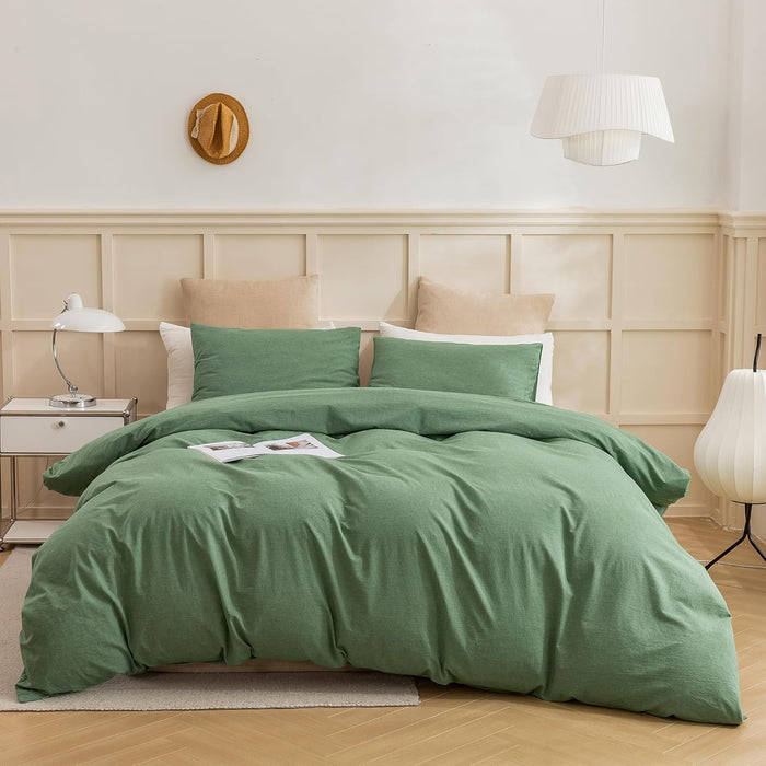 ECOCOTT Purple Duvet Cover Full Size - 100% Washed Cotton Durable Soft Comfy Duvet Cover Set, 3 Pieces Duvet Cover with Zipper Closure (Purple, 80''x90'')