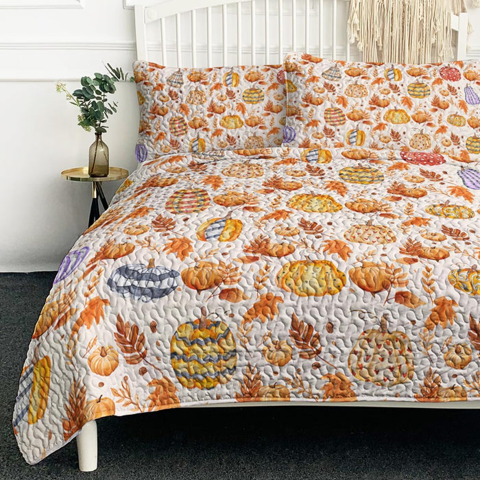 BlessLiving Fall Bedding Full Quilt: Soft Lightweight Autumn Comforter Set - Pumpkin Bedspread Coverlet for Cozy Farmhouse Decor