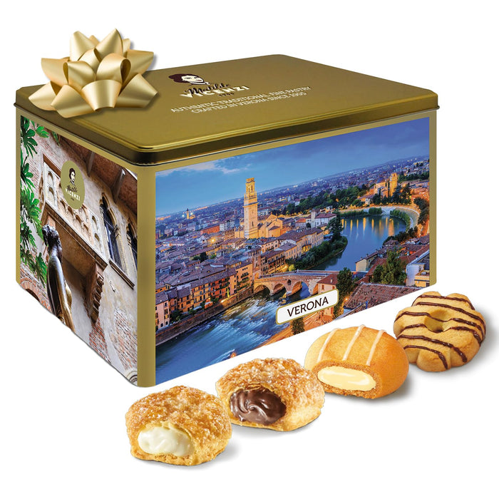 Matilde Vicenzi Roma Cookie Gift Tin - Italian Pastries & Cookies in Individually Wrapped Trays - Gourmet Gifts For Thanksgiving, Holidays, Corporate - Assorted Cookies in Italian Design Tin 32.5oz (920g)