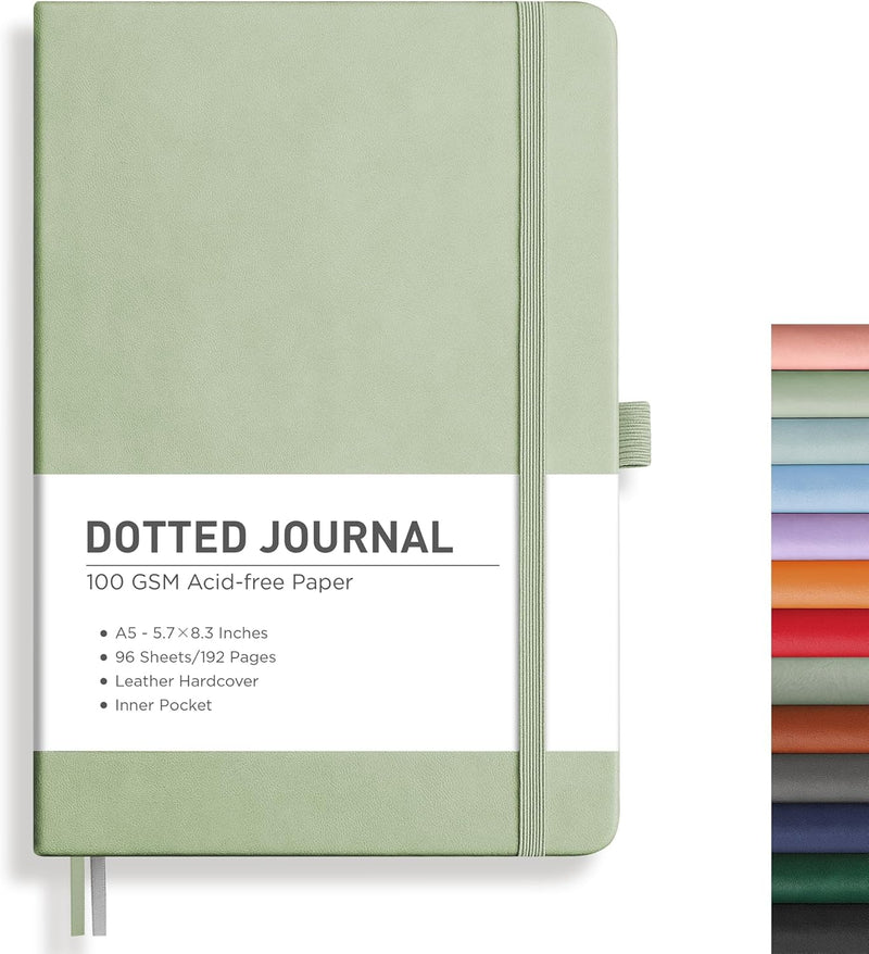 RETTACY Lined Journal Notebook, 192 Numbered Pages, A5 Medium Size (5.7'' x 8.3''), for Men & Women, Journaling, Writing, Work & Office, Leather Hardcover, 100 GSM Thick Paper (Brown)