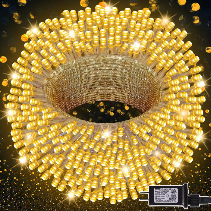 300 LED Halloween String Lights, 98.5FT with 8 Modes, Waterproof, Plug in for Indoor/Outdoor Party Decorations (Purple & Orange)