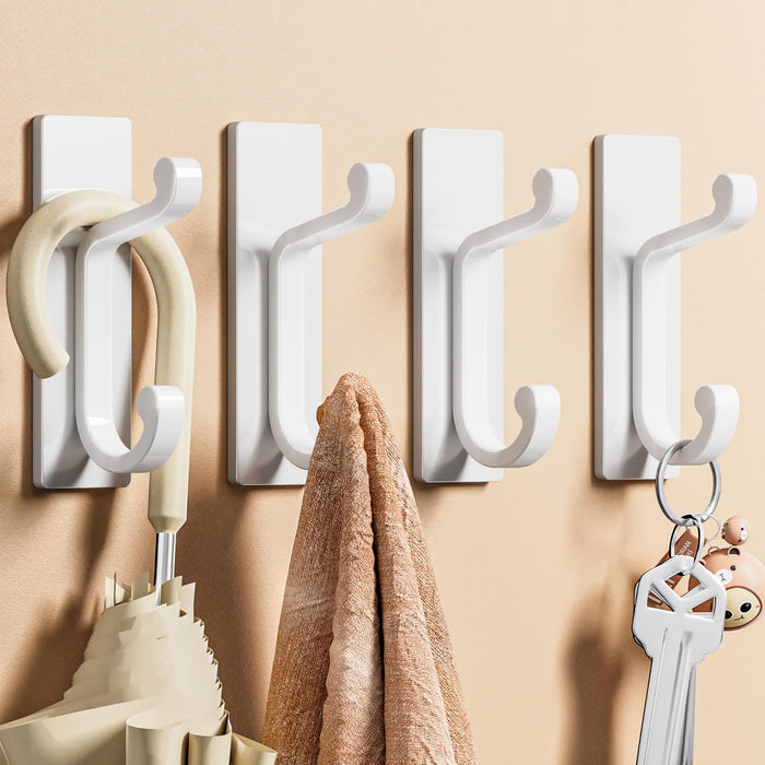 6 Pack Self Adhesive Wall Black Hooks - Sticky Hooks Wall Mount for Clothes, Towel, Robes, Keys, Purse, Backpack, Heavy Duty Hooks for Door Kitchen Bathroom Shower Rental Houses, Hold 13Lbs.