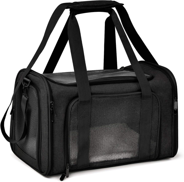 Henkelion Cat Carriers Dog Carrier Pet Carrier For Small / Medium Cats Dogs Puppies (Up To 15lbs), TSA Airline Approved Small Dog Carrier Soft Sided, Collapsible Waterproof Travel Puppy Carrier - Grey