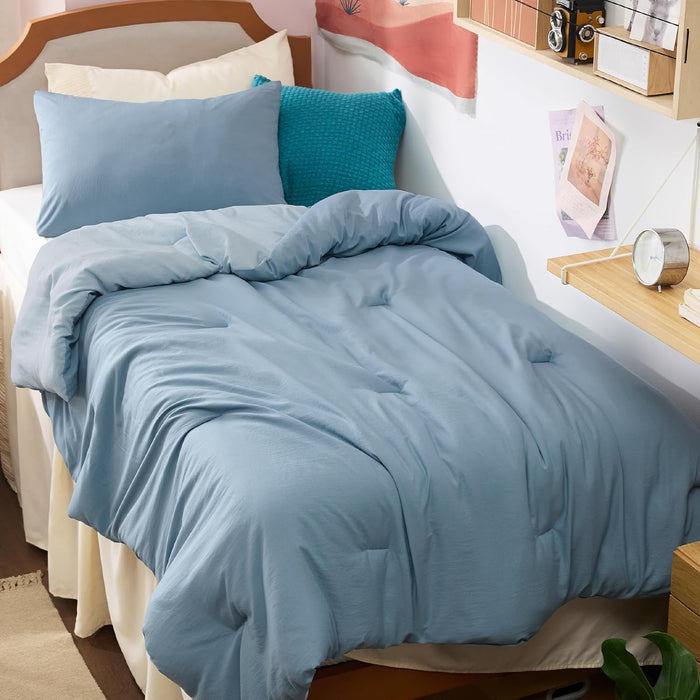 Bedsure Queen Size Comforter Set, Reversible Grey Soft Prewashed Bedding for All Seasons, 3 Pieces Warm Down Alternative Bed Set, 1 Lightweight Comforter (90"x90") and 2 Pillowcases (20"x26")