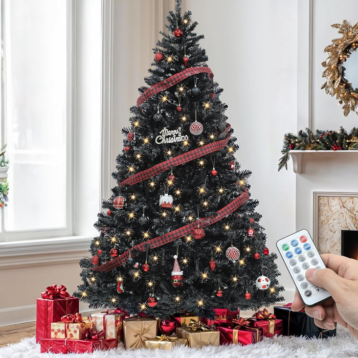 YITAHOME Prelit Snow Flocked Artificial Full Christmas Tree 6ft with Remote Control, Christmas Pine Tree with 11 Light-Modes, 1000 Branch Tips, and Foldable Base for Home, Party Decoration