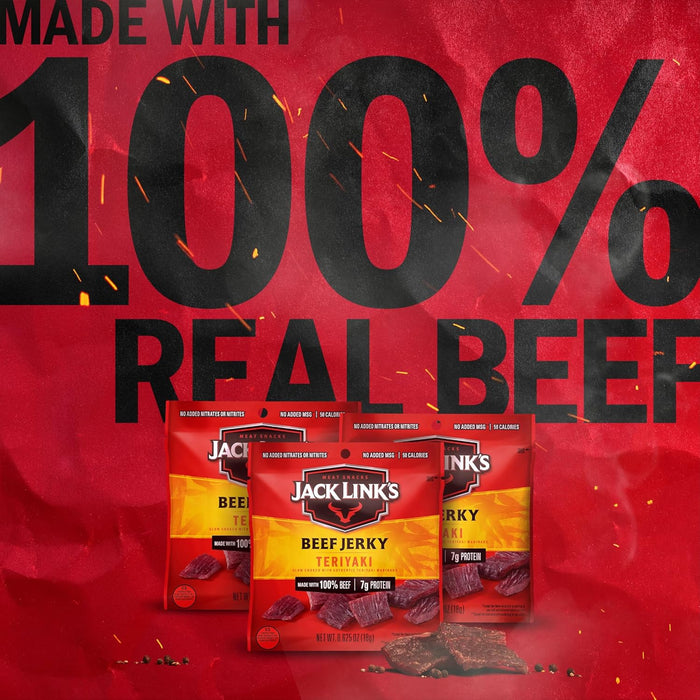 Jack Link's Beef Jerky, Teriyaki, Large Jerky Bags - Flavorful Meat Snacks, Ready to Eat Protein Snacks with 11g of Protein per Serving, Made with 100% Beef - 9 Oz. (Pack of 2)