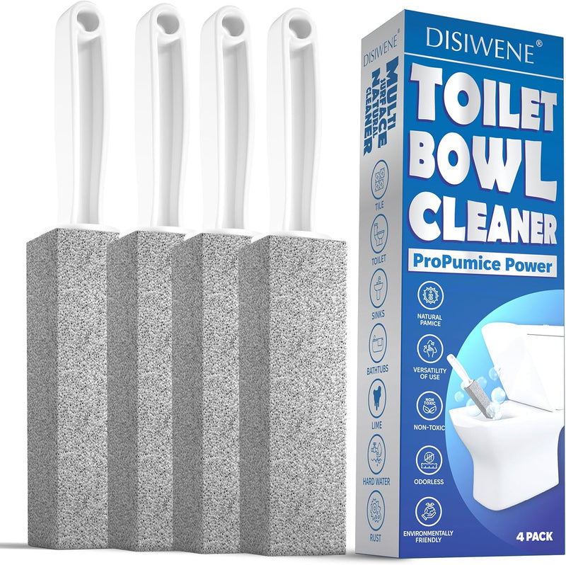 DISIWENE Pumice Cleaning Stone with Handle Toilet Bowl Cleaner Hard Water Ring Remover for Bath/Pool/Kitchen/Household Cleaning (5, 5 Pack with Twist-Off Handle)