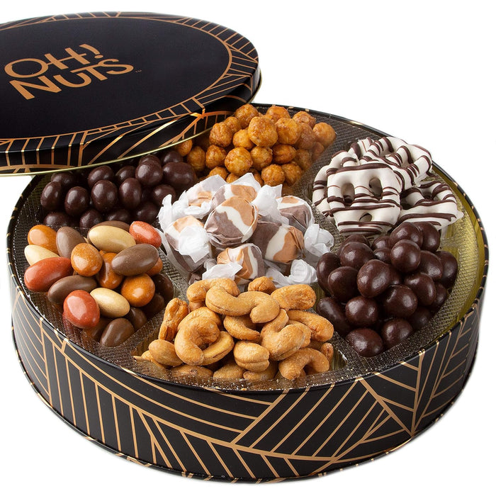 Oh! Nuts Chocolate Gift Basket – 6-Section Candy Tin with Premium Chocolate for Birthday, Anniversary, Corporate Gifts