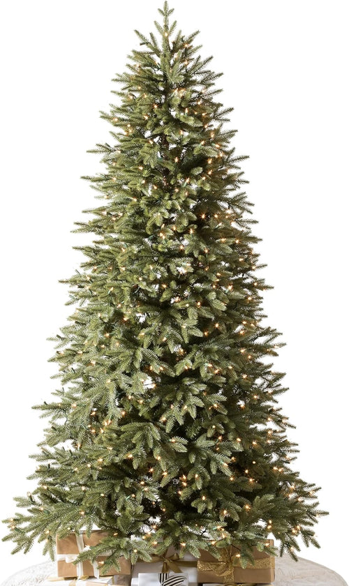 Balsam Hill 7.5ft Unlit Stratford Spruce - Slim Artificial Christmas Tree with True Needle Foliage & Premium Stand for Small Spaces
