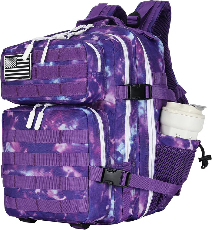 25L Tactical Military Backpack Small Travel Rucksack for Men and Women Assault Pack Bug Out Bag Molle Daypack Gym Backpack with Bottle Holder (Peony)