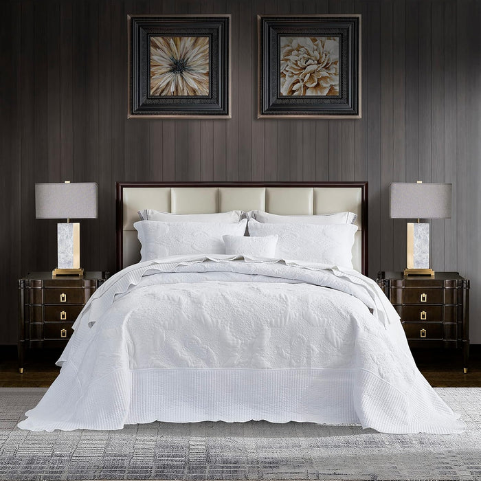 HZ & HY Oversized King Bedspread 128x120 Extra Wide, Quilted Coverlet Bedding Set, Lightweight Thin Comforter, Reversible, 5 Piece, 100% Microfiber, Mocha
