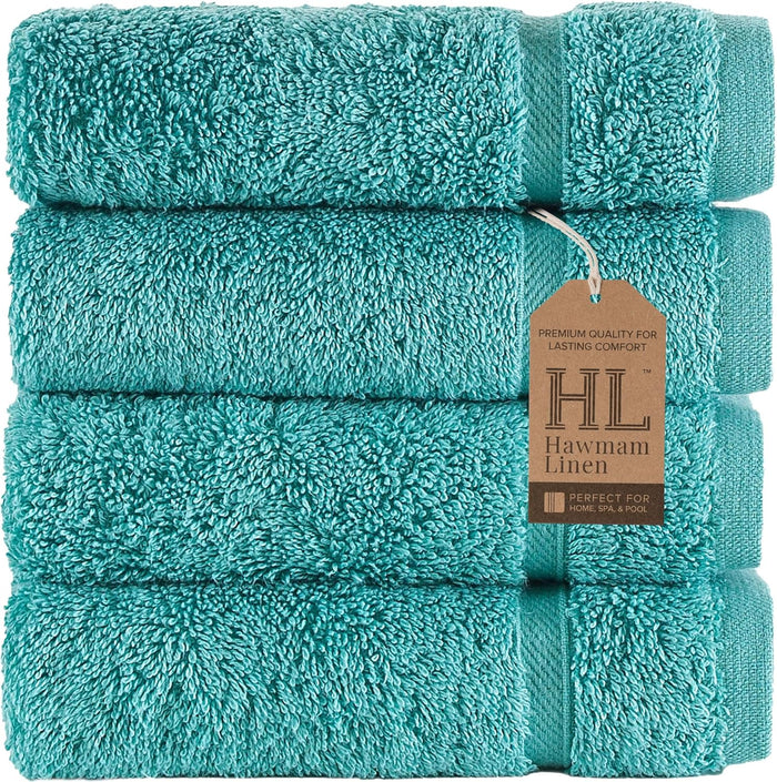 Hawmam Linen White Bath Towels 4 Pack 27 x 54 Inches 100% Turkish Cotton Soft Lightweight and Highly Absorbent Quick Drying Towels, Premium Quality Perfect for Daily Use