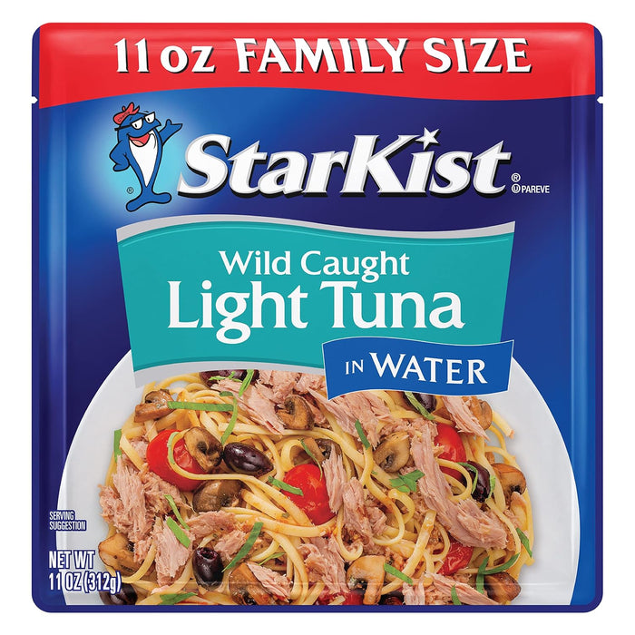 StarKist Chunk Light Tuna in Water, 2.6 oz Pouch (24 Pack) Ready to Eat Wild Caught Tuna, 17g Protein, 70 Calories Per Serving, Gluten Free, Soy Free, Kosher, Perfect for Salads, Keto Meals and Snacks
