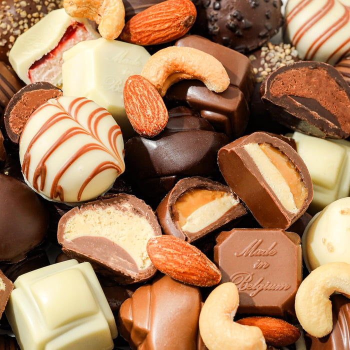 Christmas Chocolate Gift Basket- Holiday Nut and Candy Gift Box for Men, Women, Families, Corporate- Bonnie and Pop