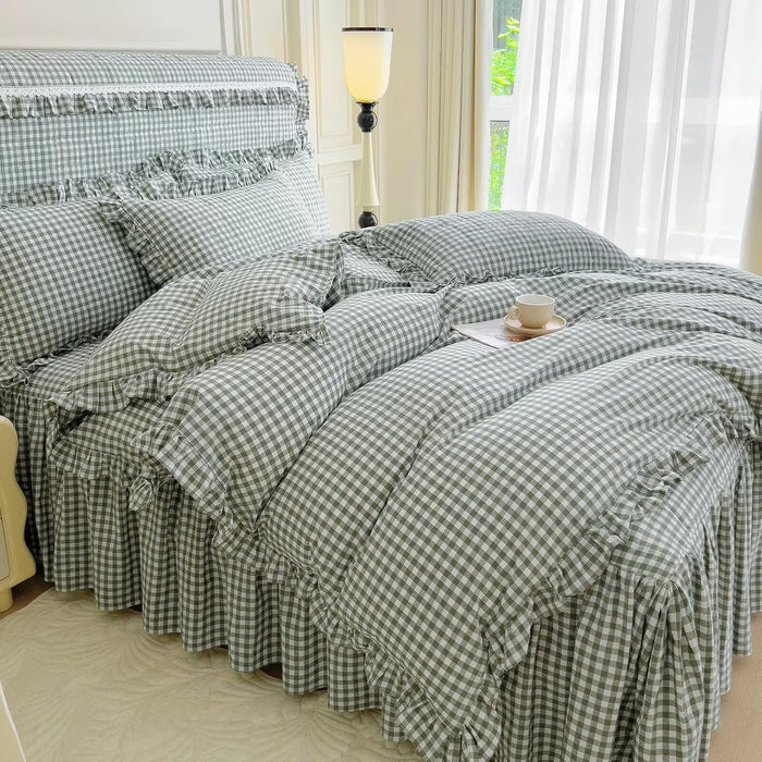 mixinni Full Comforter Set Men Boys Geometric Checkered Plaid Printed Bedding Comforter for All Season Soft Lightweight Bedding Set-Full Size