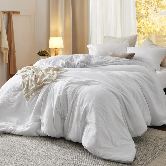 Bedsure Queen Size Comforter Set, Reversible Grey Soft Prewashed Bedding for All Seasons, 3 Pieces Warm Down Alternative Bed Set, 1 Lightweight Comforter (90"x90") and 2 Pillowcases (20"x26")