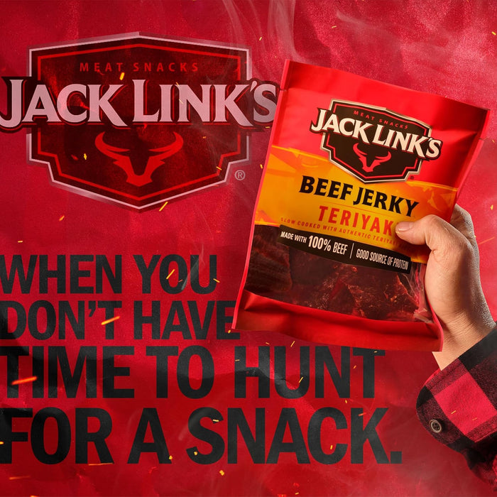 Jack Link's Beef Jerky, Teriyaki, Large Jerky Bags - Flavorful Meat Snacks, Ready to Eat Protein Snacks with 11g of Protein per Serving, Made with 100% Beef - 9 Oz. (Pack of 2)