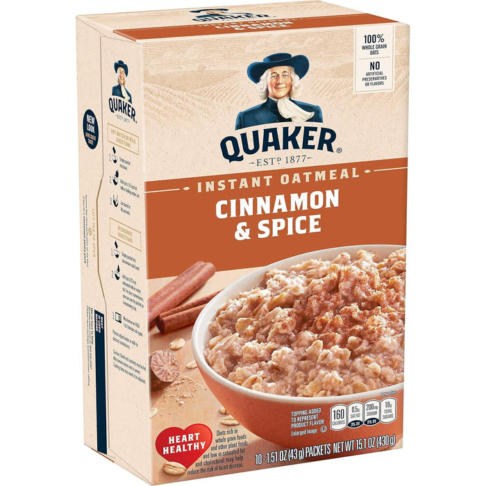 Quaker Steel Cut Quick 3-minute Oatmeal, Quick Steel Cut, Brown Sugar and Cinnamon, 13.5 oz, - 8 Count (Pack of 6) total- 48 count