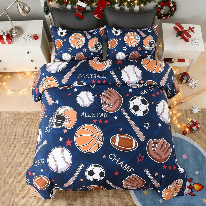 Andency Football Comforter Set Twin(66x90 Inch), 2 Pieces(1 Football Comforter, 1 Pillowcase) Sport Microfiber Rugby Comforter Set Bedding Set for Kids Boys Teens