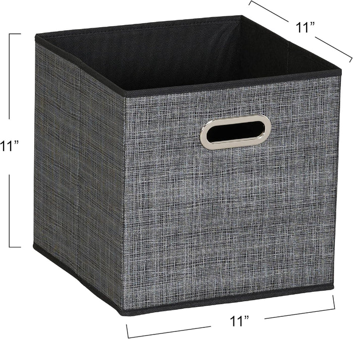 Household Essentials, Black Mix 6 Pack Fabric Storage Bins with Handle