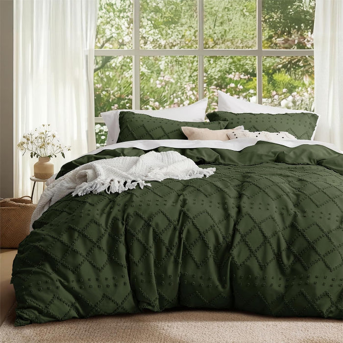 Bedsure Boho Duvet Cover Queen Size - White Breathable & Soft Boho Bedding, Machine Washable Comforter Cover for All Seasons, Includes 1 Duvet Cover 90"x90" with 2 Pillow Shams & Zipper Closure