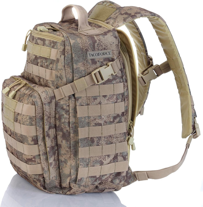 Tactical Military Camo Backpack 40L – Army Molle Assault Pack with Hydration Compartment, Multiple Pockets, Heavy Duty Bug Out Bag for Hiking, Camping, Survival, Outdoor Gear