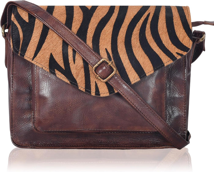 Leather Flapover Crossbody Handbag Purse for Women with Adjustable Strap & Overflap Snap Closure Tote/Bag