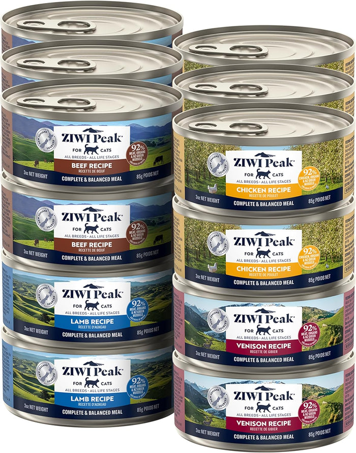 ZIWI Peak Wet Cat Food Variety Pack - Beef, Chicken, Lamb, Mackerel & Lamb, Mackerel, Venison, 6 Pack (3oz Each)