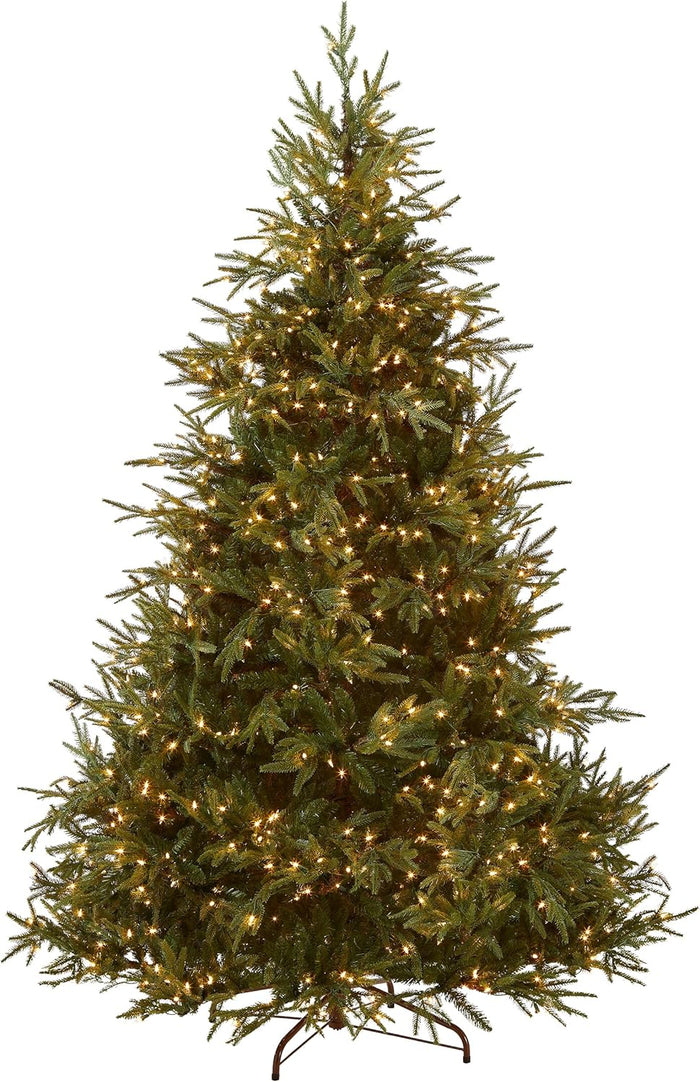National Tree Company Pre-Lit 'Feel Real' Artificial Full Christmas Tree, Green, Frasier Grande, White Lights, Includes Stand, 6.5 Feet