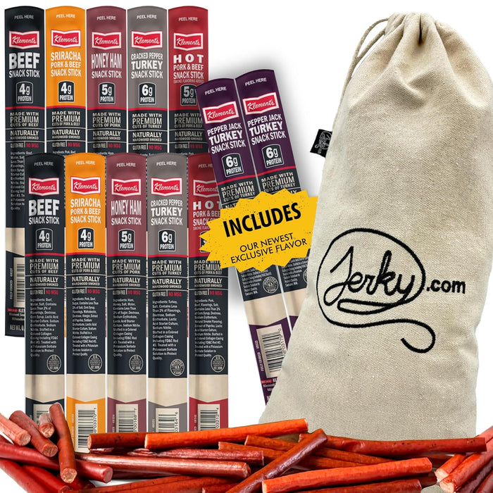 Jerky.com 26pc Meat Sticks Variety Pack | Healthy Snack for Adults | Low Sugar & High Protein | Gluten Free & Keto Meat Sticks | Pork, Turkey, Ham Beef Sticks & Cheese Sticks | Jerky Gifts for Men