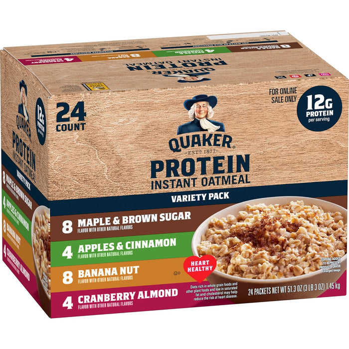 Quaker Steel Cut Quick 3-Minute Oatmeal, 2 Flavor Variety Pack, Individual Packets, 32 Count
