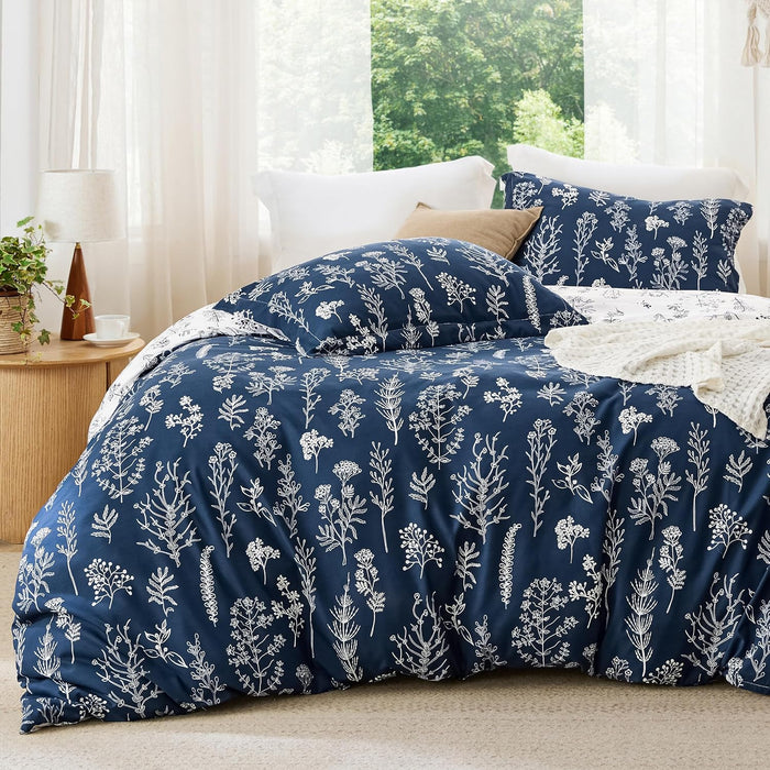 Bedsure Queen Comforter Set - Sage Green Bed Set, 3 Pieces Cute Floral Bedding, 1 Soft Reversible Botanical Flowers Comforter and 2 Pillow Shams
