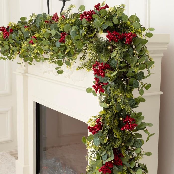 6.3FT Christmas 144 Branch Tips Cedar Garlands, Anna's Whimsy Artificial Pine Cypress Greenery Garland, Decorations Holiday Indoor Outdoor Christmas Decor Winter Garland