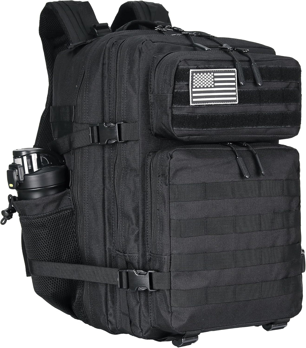 45L Tactical Assault Backpack 3 day assault pack with Molle Waterproof backpack Rucksack for Tactical Backpacks (BlackWhite Camo)