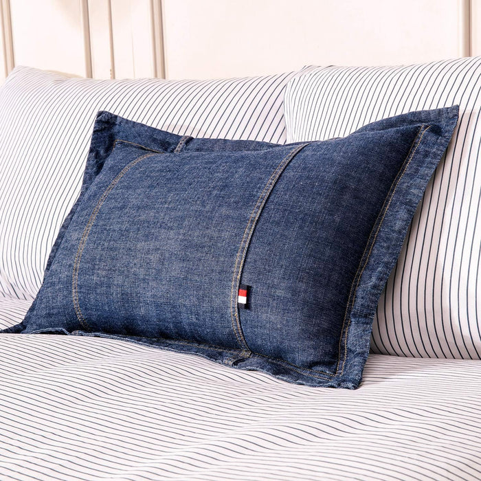 ELEGANT LIFE HOME Denim Dark Blue Duvet Cover 100% Cotton Washed Soft Bedding with Button Closure Corner Ties (1pc, Queen Size 90'' x 96'')