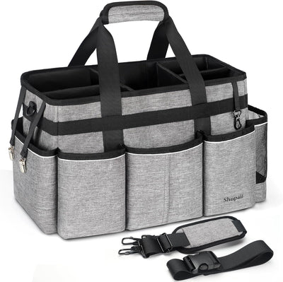 Large Wearable Cleaning Caddy Bag, Cleaning Caddy Supplies Organizer with Handles for Cleaners & Housekeeper, Under Sink & Car Cleaning Tool Organizers Bag with Adjustable Shoulder Strap&Waist Belt