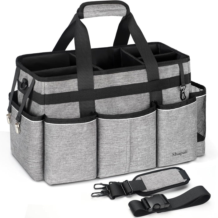 Large Wearable Cleaning Caddy Bag, Cleaning Caddy Supplies Organizer with Handles for Cleaners & Housekeeper, Under Sink & Car Cleaning Tool Organizers Bag with Adjustable Shoulder Strap&Waist Belt