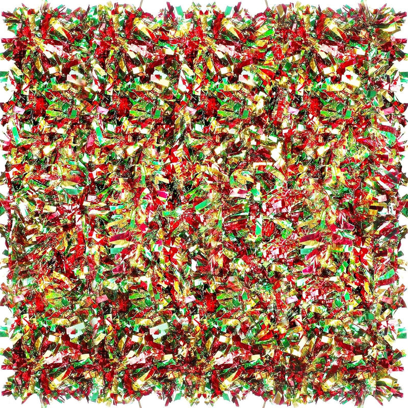 Dingion 59 Feet Christmas Tinsel Garland Metallic Twist Ornaments Hanging Glitter Xmas Garland for Christmas Tree Indoor Outdoor Decoration Party Supplies(Silver, Red, Green)