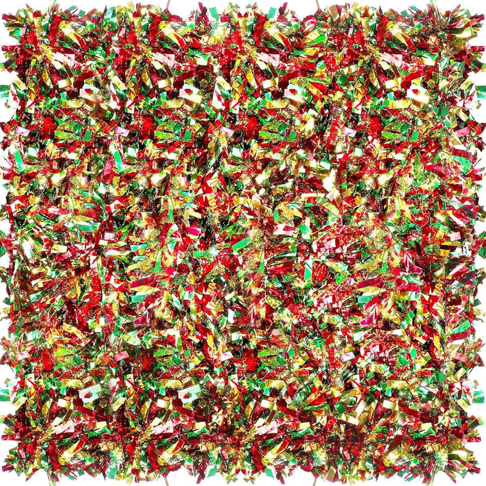 Dingion 59 Feet Christmas Tinsel Garland Metallic Twist Ornaments Hanging Glitter Xmas Garland for Christmas Tree Indoor Outdoor Decoration Party Supplies(Silver, Red, Green)