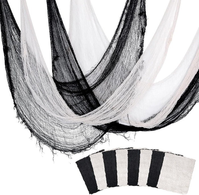 Watayo 500 x 39 Inch Large Size Halloween Spooky Cloth, Halloween White Scary Creepy Cloth, Windows Doorways Cover Gauze for Halloweens Haunted House Party Decor