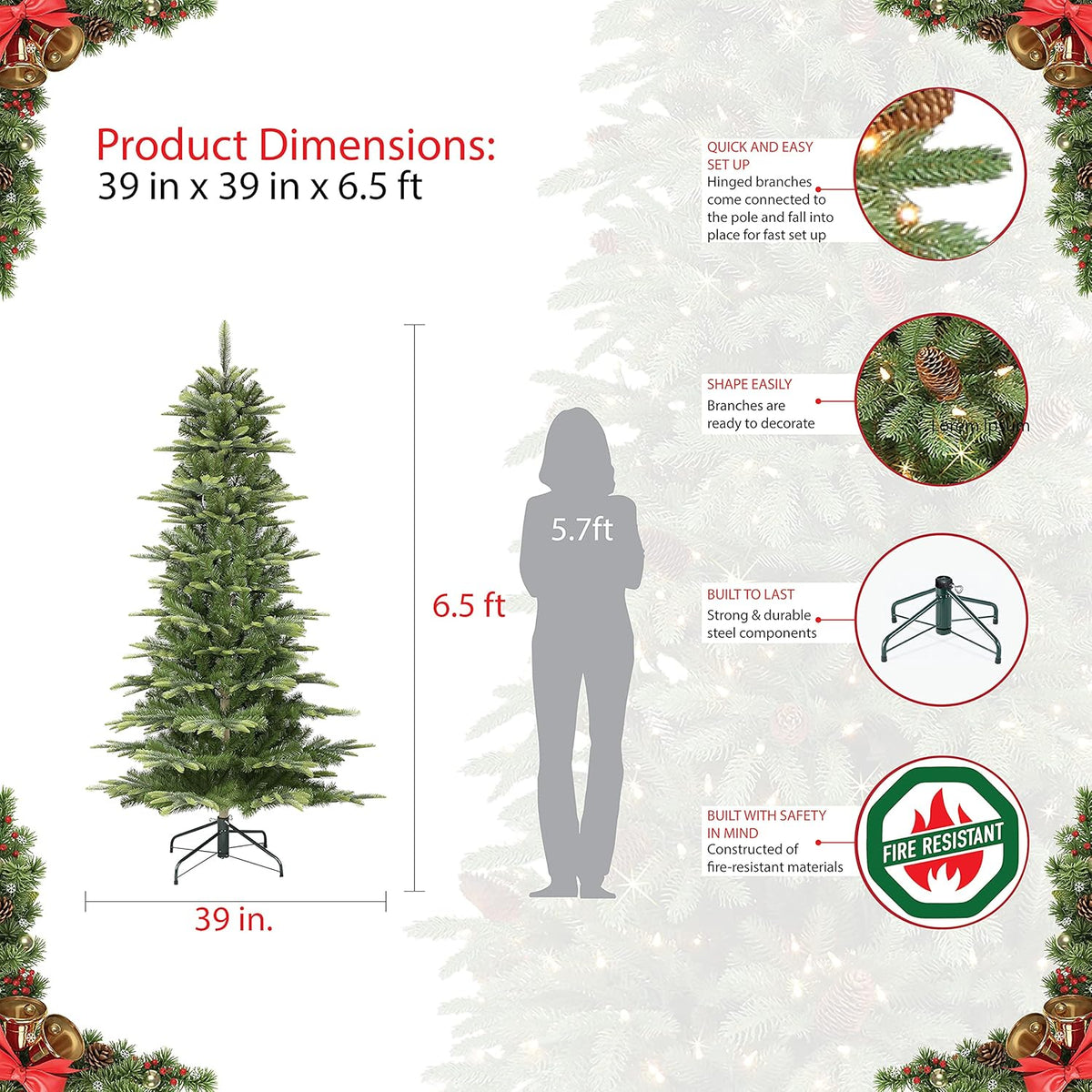 Puleo International 6.5 ft. Pre-Lit Slim Aspen Fir Artificial Christmas Tree with 350 UL-Listed Clear Lights
