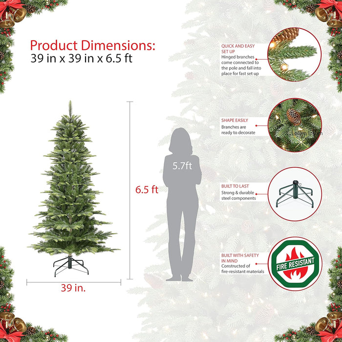 Puleo International 6.5 ft. Pre-Lit Slim Aspen Fir Artificial Christmas Tree with 350 UL-Listed Clear Lights