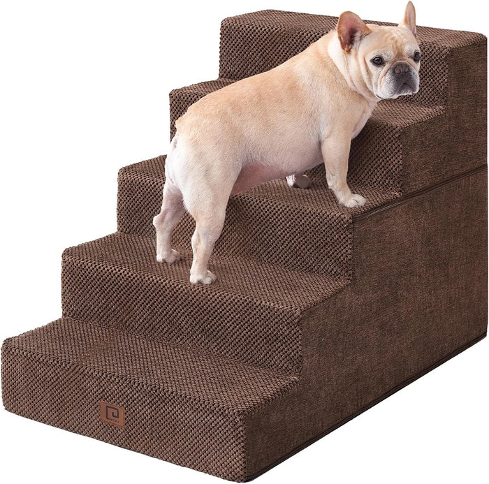EHEYCIGA Dog Stairs for Bed 18" H, 4-Step Dog Steps for High Bed, Pet Steps for Small Dogs and Cats, Non-Slip Balanced Pet Ramp Indoor, Grey