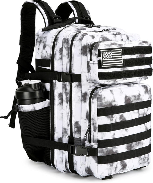 45L Tactical Assault Backpack 3 day assault pack with Molle Waterproof backpack Rucksack for Tactical Backpacks (BlackWhite Camo)