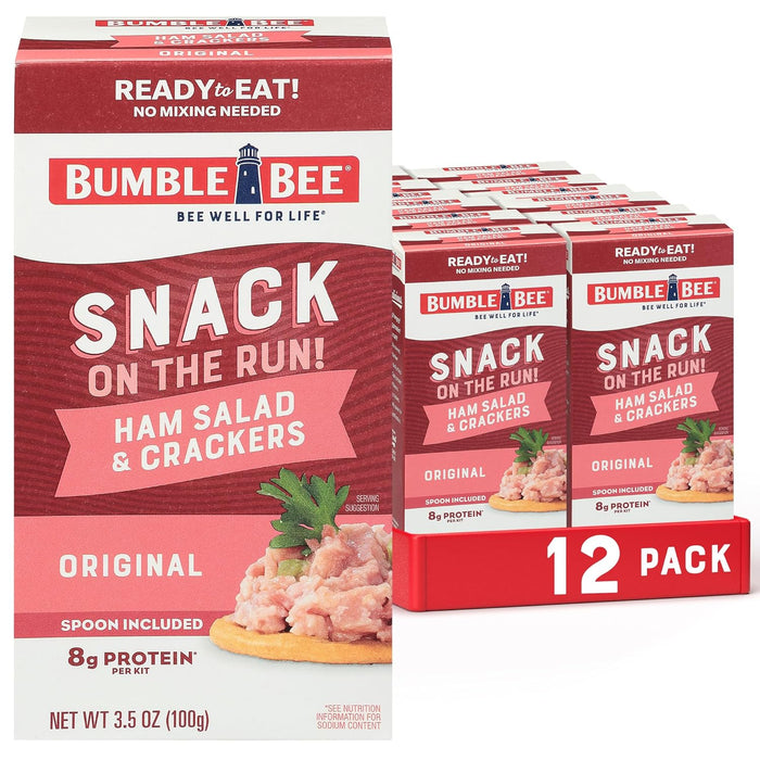 Bumble Bee Snack On The Run Ham Salad with Crackers Kit, 3.5 oz - Ready to Eat, Spoon Included - Shelf Stable & Convenient Protein Snack