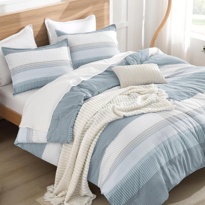 Litanika Full Size Comforter Sets Black White Grey - 3 Pieces Lightweight Bedding Set, All Season Down Alternative Comforter (1 Comforter, 2 Pillowcases)