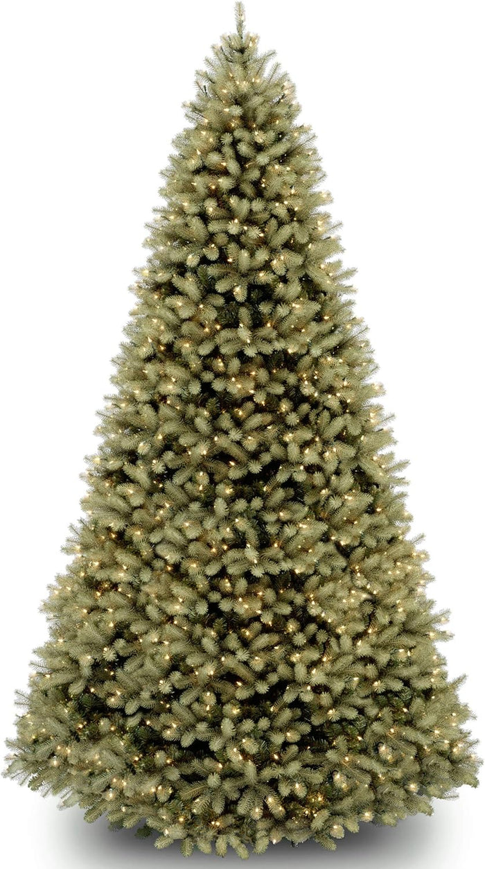 National Tree Company Pre-Lit 'Feel Real' Artificial Full Downswept Christmas Tree, Green, Douglas Fir, Dual Color LED Lights, Includes PowerConnect and Stand, 6.5 Feet