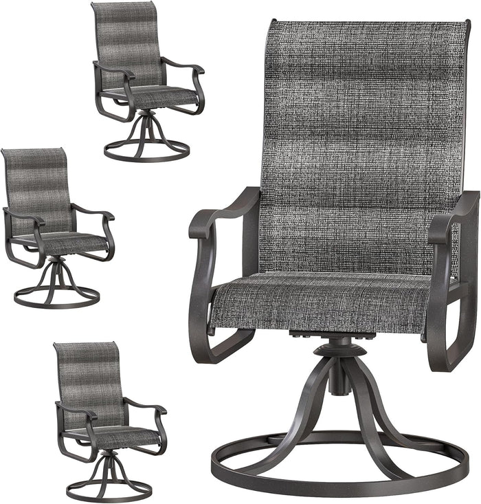 Patio Swivel Chairs Set of 2, Outdoor Dining Chairs with High Back, All-Weather Swivel Rocker Chair for Lawn, Porch or Garden (Brown)