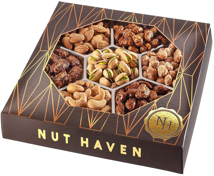 Thanksgiving Nuts Gift Basket - Assortment of Sweet & Roasted Salted Gourmet Nuts - Assorted Food Gift Box for Christmas, Holiday, Family, Sympathy, Men & Women.