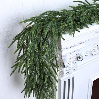 Realistic Thick and Lush Christmas Garland for Mantle Christmas Decorations Indoor 9FT Real Touch Artificial Pine Garlands for Stairs Railing Outdoor Fireplace Table Xmas Holiday Decor Winter Greenery